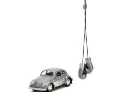 1959 Volkswagen Beetle Gray Metallic with Silver Flames and Boxing Gloves Accessory Punch Buggy Series 1/32 Diecast Model Car Jada JA34235