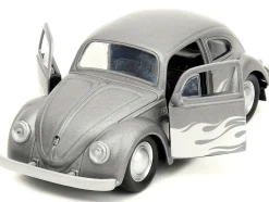 1959 Volkswagen Beetle Gray Metallic with Silver Flames and Boxing Gloves Accessory Punch Buggy Series 1/32 Diecast Model Car Jada JA34235