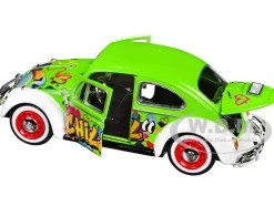 1966 Volkswagen Beetle Green with Graffiti Graphics 1/24 Diecast Model Car by Motormax
