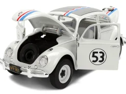 Volkswagen Beetle #53 "Herbie" White with Stripes "The Love Bug" (1968) Movie with Extra Wheels 1/24 Diecast Model Car by Jada