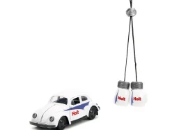 1959 Volkswagen Beetle Holt White with Blue Graphics and Boxing Gloves Accessory Punch Buggy Series 1/32 Diecast Model Car Jada 34237