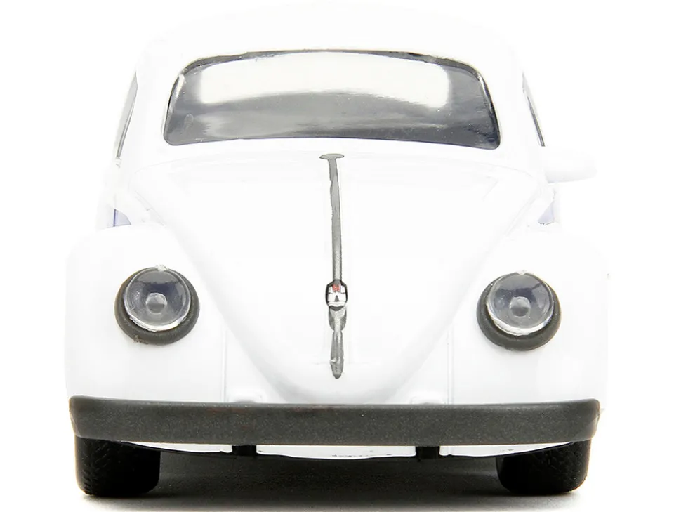 1959 Volkswagen Beetle Holt White with Blue Graphics and Boxing Gloves Accessory Punch Buggy Series 1/32 Diecast Model Car Jada 34237