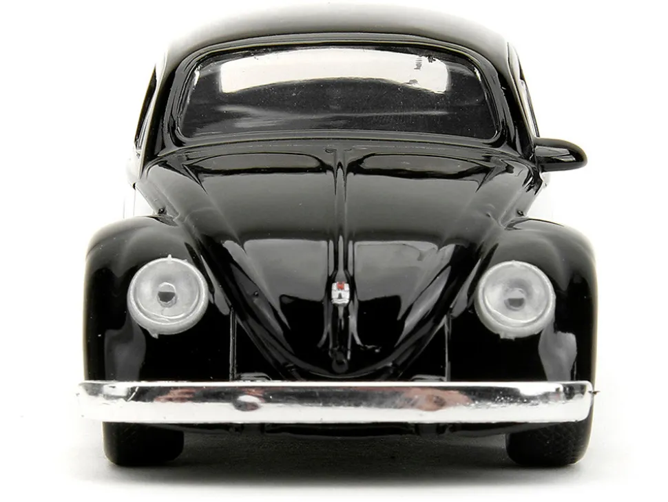 1959 Volkswagen Beetle Punch Buggy Black and White and Boxing Gloves Accessory Punch Buggy Series 1/32 Diecast Model Car Jada 34233