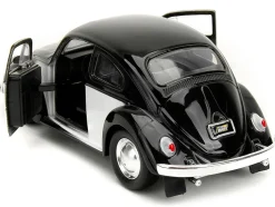 1959 Volkswagen Beetle Punch Buggy Black and White and Boxing Gloves Accessory Punch Buggy Series 1/32 Diecast Model Car Jada 34233