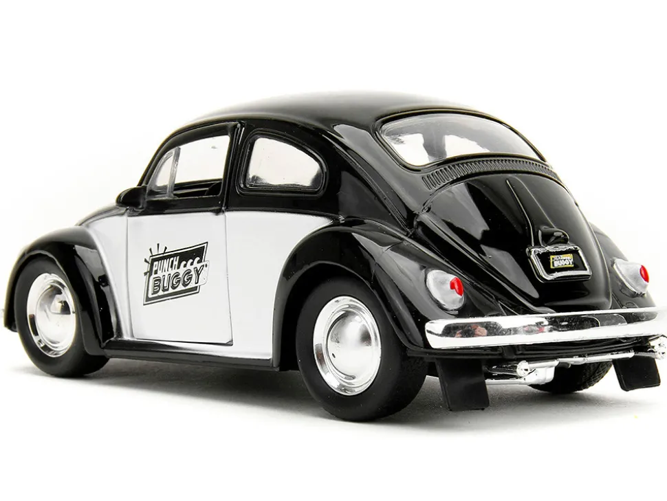 1959 Volkswagen Beetle Punch Buggy Black and White and Boxing Gloves Accessory Punch Buggy Series 1/32 Diecast Model Car Jada 34233