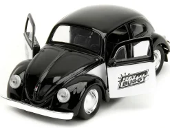 1959 Volkswagen Beetle Punch Buggy Black and White and Boxing Gloves Accessory Punch Buggy Series 1/32 Diecast Model Car Jada 34233