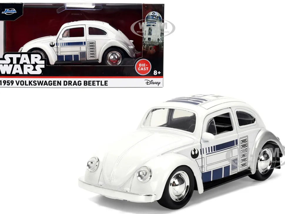 1959 Volkswagen Beetle "R2-D2" Livery White with Graphics "Star Wars" Franchise "Hollywood Rides" Series 1/32 Diecast Model Car by Jada