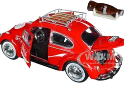 1966 Volkswagen Beetle Red Enjoy Coca-Cola Roof Rack Accessories 1/24 Diecast Model Car Motor City Classics 424066