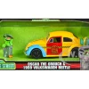 1959 Volkswagen Beetle Taxi Yellow Blue Oscar's Taxi Service Oscar Grouch Diecast Figure Sesame Street Hollywood Rides Series 1/24 Diecast Model Car Jada 32801