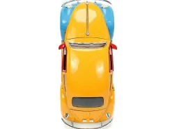 1959 Volkswagen Beetle Taxi Yellow Blue Oscar's Taxi Service Oscar Grouch Diecast Figure Sesame Street Hollywood Rides Series 1/24 Diecast Model Car Jada 32801