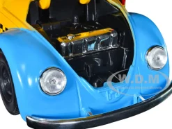 1959 Volkswagen Beetle Taxi Yellow Blue Oscar's Taxi Service Oscar Grouch Diecast Figure Sesame Street Hollywood Rides Series 1/24 Diecast Model Car Jada 32801