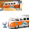 1961 Volkswagen Bus "Catching Waves" White and Orange with Stich Diecast Figure "Disney's Stitch" "Hollywood Rides" Series 1/24 Diecast Model by Jada