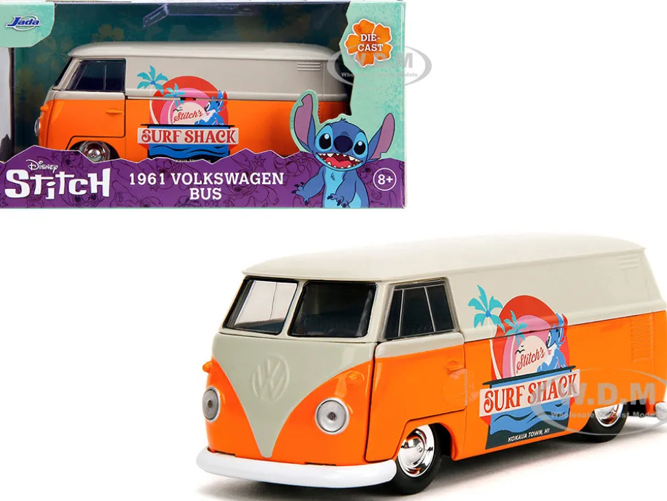 1961 Volkswagen Bus "Stitch's Surf Shack" Orange and Gray "Disney's Stitch" "Hollywood Rides" Series 1/32 Diecast Model Car by Jada