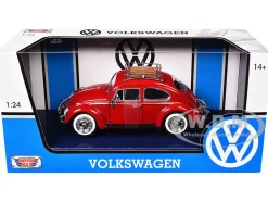 1966 Volkswagen Classic Beetle Red 1/24 Diecast Car Model Motormax 79558 79559
