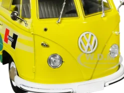 1960 Volkswagen Delivery Van Yellow with Bright White Top and Flower Graphics Hurst Power Flowers Limited Edition to 6550 pieces Worldwide 1/24 Diecast Model Car M2 Machines 40300-99B