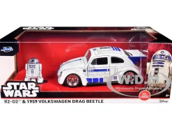 1959 Volkswagen Drag Beetle White with Graphics and R2-D2 Figure 
