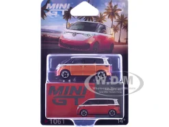 Volkswagen ID.Buzz Van Candy White and Energetic Orange Metallic Limited Edition 1/64 Diecast Model Car by Mini GT