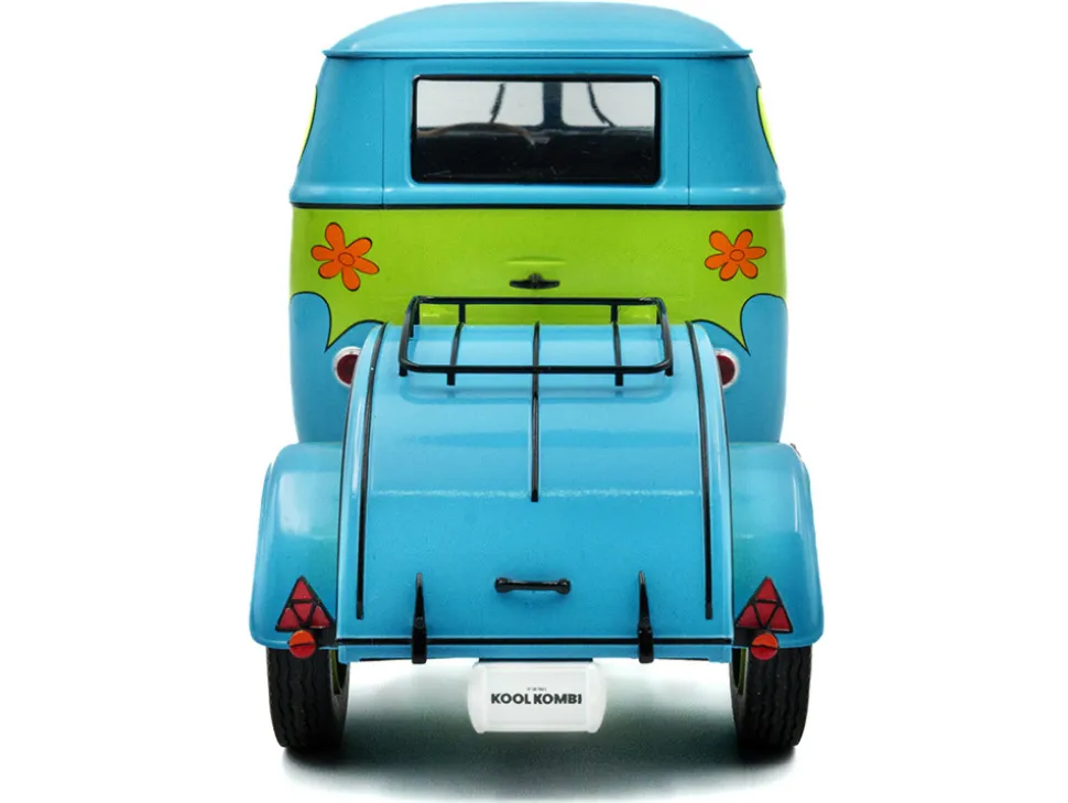 2024 Volkswagen Kool Kombi Van with Trailer "Ghost Hunter" Blue and Green with Graphics 1/18 Diecast Model Car by Solido