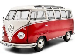 1962 Volkswagen T1 Samba Bus Red and White 1/18 Diecast Model Car by Solido