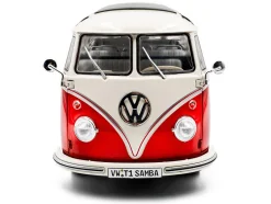 1962 Volkswagen T1 Samba Bus Red and White 1/18 Diecast Model Car by Solido