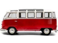 1962 Volkswagen T1 Samba Bus Red and White 1/18 Diecast Model Car by Solido