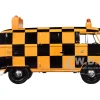 Volkswagen Type 2 (T1) Airport Runway Delivery Van Black and Orange Checkered 1/24 Diecast Model Car by Motormax