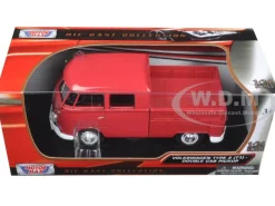 Volkswagen Type 2 (T1) Double Cab Pickup Truck Wax Red 1/24 Diecast Model Car Motormax 79343