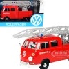 Volkswagen Type 2 T1 Fire Truck Aerial Ladder Feuerwehr Red 1/24 Diecast Model Car Motormax 79584