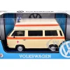Volkswagen Type 2 (T3) High Roof Ambulance Cream with Orange Stripes 1/24 Diecast Model Car by Motormax