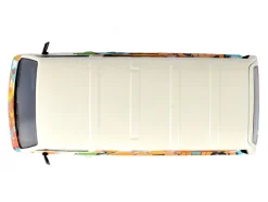 Volkswagen Type 2 (T3) Van White Metallic with Graffiti Graphics 1/24 Diecast Model Car by Motormax