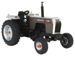 White 2-88 2WD Open Station Tractor Brushed Metal with Red Stripes 1/64 Diecast Model by SpecCast