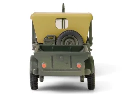 Willys MB Jeep with Trailer Olive Drab (Weathered) with Driver Figure
