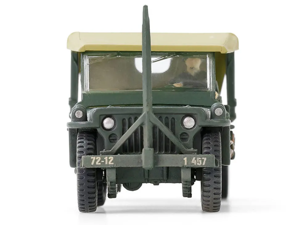 Willys MB Jeep with Trailer Olive Drab (Weathered) with Driver Figure "United States Army" "Mini AFV" Series 1/64 Diecast Model by Forces of Valor