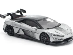 Yangwang U9 Silver Metallic with Black Top and Stripes 1/64 Diecast Model Car by Pop Race